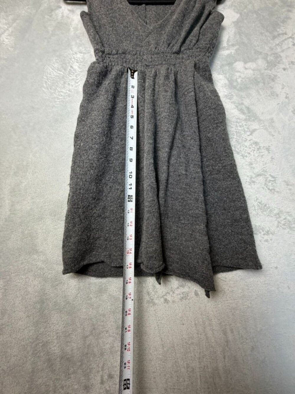 SPARROW Womens XS Gray Merino Wool Sleeveless Sweater Dress Smocked Waist Mini - Picture 4 of 6
